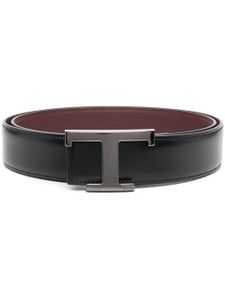 Tod's ceinture en cuir à plaque logo - Noir