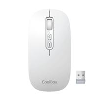CoolBox W02 draadloze muis, stil, met IA-knop, oplaadbaar, tweehands, drievoudige draadloze verbinding BT3.0, BT5.0 en 2,4 GHz, instelbare DPI, draadloze muis voor laptop, pc, Mac, Apple, wit