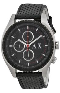 Horlogeband Armani Exchange AX1600 Leder Zwart 22mm