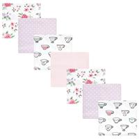 Hudson Baby Unisex Baby Cotton Flannel Receiving Blankets Bundle, Tea Party, One Size