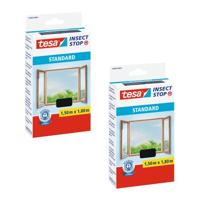 tesa Insect Stop Standard Vliegenhor voor ramen in een pak van 2 Zelfklevend klittenband Muggenbescherming zonder boren Vliegengaas op maat Antraciet 2x 150 cm x 180 cm Anthracite