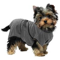 Royal Dry Badjas hond XS - Ruglengte 30-35 cm - Microvezel Hondenbadjas voor kleine honden - Sneldrogend met klittenbandsluiting - Grijs