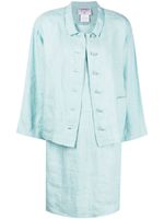 CHANEL Pre-Owned ensemble robe-blazer en lin à boutons CC (années 1996) - Bleu - thumbnail