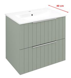 Sapho Cirasa Compact badmeubel 60cm met groen ribbelfront en witte wastafel