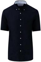 Fynch-Hatton Casual Fit Linnen Overhemd Marine, Effen