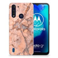 Motorola Moto G8 Power Lite TPU Siliconen Hoesje Marmer Oranje - thumbnail