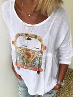 Linen Loose Half Sleeved Top