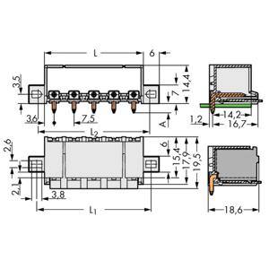 WAGO 2092-3422/005-000 Male behuizing (board) 2092 Totaal aantal polen: 2 Rastermaat: 7.50 mm Inhoud: 100 stuk(s)