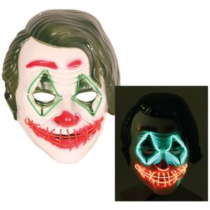 Horror clown Gezichtsmasker - met led verlichting - voor volwassenen    -