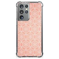 Samsung Galaxy S21 Ultra Doorzichtige Silicone Hoesje Pattern Orange