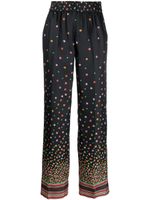 RED Valentino pantalon en soie à fleurs - Noir