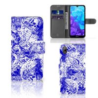 Telefoonhoesje met Naam Huawei Y5 (2019) Angel Skull Blauw - thumbnail