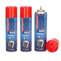 Aansteker gas/butaan gasfles - 3x - 250 ml - voor kooktoestellen/aanstekers - thumbnail