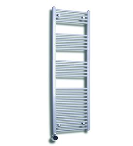 Sanicare elektrische design radiator 45x172cm zilvergrijs met thermostaat links zwart