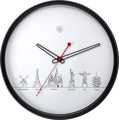 NeXtime World Tour Kwartswandklok Rond Zwart, Wit NeXtime World Tour Kwartswandklok Rond Zwart, Wit