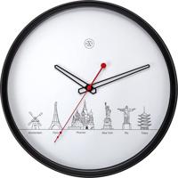 NeXtime World Tour Kwartswandklok Rond Zwart, Wit