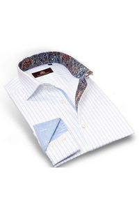 Circle of Gentlemen Slim Fit Overhemd wit, Gestreept