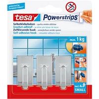 3x Tesa Powerstrips chroom haken small klusbenodigdheden - thumbnail