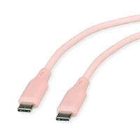 ROLINE USB 2.0 kabel, type C-C, ST/ST, siliconen, 60W, roze, 1 m