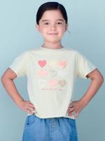 Meisjes-T-shirt met frisou-animatie en iriserende details amandelgroen - thumbnail