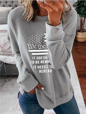 Casual Letter Crew Neck Long Sleeve Sweatshirt