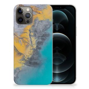 iPhone 12 Pro Max TPU Siliconen Hoesje Marble Blue Gold