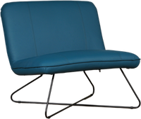 Blauwe leren industriële fauteuil zonder armleuning Smile - Toledo Leer Turquoise (blauw leer) - thumbnail