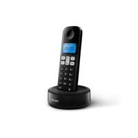 Philips D1611B/34 draadloze vaste telefoon, achtergrondverlichting, HQ-geluid, Agenda 50 nummers, laag stroomverbruik, beller-identificatie, bereik 50 m - 300 m, zwart (compatibel: ES, IT, FR)