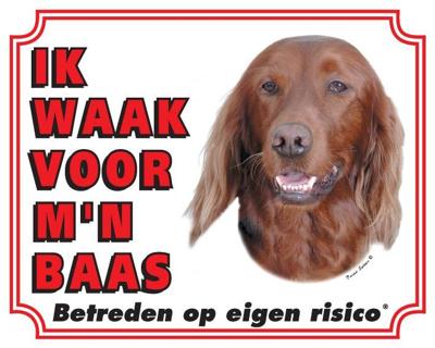 Ierse Setter Waakbord - Ik waak voor mijn baas