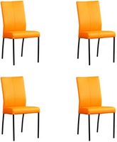 Set van 4 Oranje leren moderne eetkamerstoelen Comfort - Toledo Leer Mandarin (oranje leer) - thumbnail