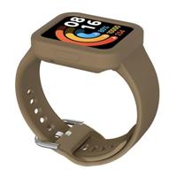 By Qubix - Siliconen band met case - Bruin - Xiaomi Redmi Watch 2 (Lite)