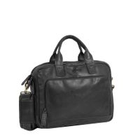 Justified Bags Justified Bags® - Max Laptop Business Bag - Laptoptas - Aktetas - 13'' Laptop - Leer - Zwart - thumbnail