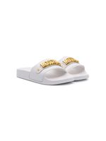 Moschino Kids claquettes à plaque logo - Blanc