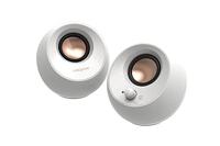 CREATIVE Pebble V3 Minimalistische 2.0 USB-C Desktop Speaker met USB-Audio, Clear Dialoog, Bluetooth 5.0, 8W sinusvermogen bij 16 W piekvermogen, USB-A Converter inbegrepen (wit)