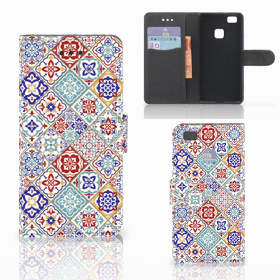 Huawei P9 Lite Bookcase Tiles Color