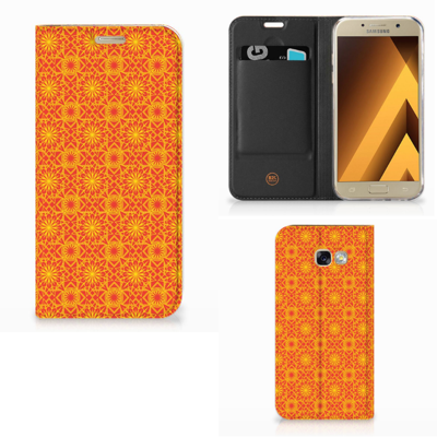 Samsung Galaxy A5 2017 Hoesje met Magneet Batik Oranje Samsung Galaxy A5 2017 Hoesje met Magneet Batik Oranje