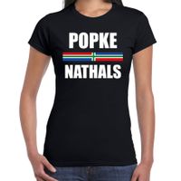 Gronings dialect shirt Popke nathals met Groningense vlag zwart voor dames 2XL  -