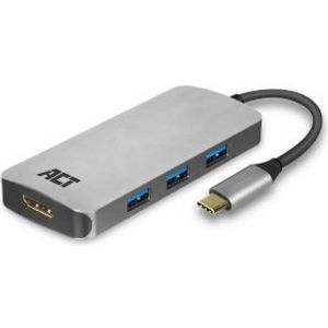 ACT USB-C naar HDMI female multiport adapter 4K, 4x USB-A, PD pass through