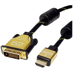 ROLINE 11.04.5892 video kabel adapter 3 m HDMI DVI Zwart, Goud