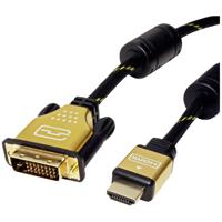 ROLINE 11.04.5892 video kabel adapter 3 m HDMI DVI Zwart, Goud - thumbnail