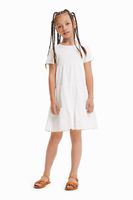 Gecombineerde jurk met broderie anglaise - WHITE - 7/8