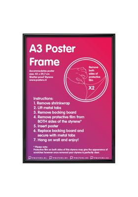 Wissellijst A3 Zwart 29,7x42cm Kunststof Wissellijst A3 Zwart 29,7x42cm Kunststof