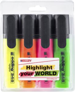 Markeerstift edding 345 2-5mm blister ÃƒÆ' 4 kleuren