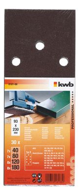 kwb 818188 Schuurpapier Korrelgrootte 60, 80, 120, 180 (l x b) 230 mm x 93 mm 30 stuk(s)