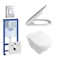 Villeroy & Boch O.Novo Toiletset - softclose en quickrelease zitting - bedieningsplaat verticaal/horizontaal RVS - wit 0729205/0720026/0124182/1024992/