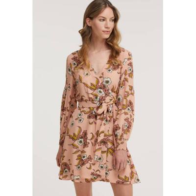 Superdry gebloemde wikkeljurk roze/donkergeel/ecru Superdry gebloemde wikkeljurk roze/donkergeel/ecru