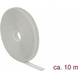 Delock 18277 Klittenband op rol L 10 m x B 13 mm grijs