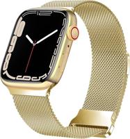 By Qubix - Milanese band - Goud - Extra sterke magneet - Compatible met Apple Watch 38mm / 40mm / 41mm / 42mm - Compatible Apple watch bandjes