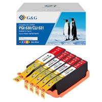 G&G Cartridges compatibel met Canon 530 531 printercartridges PGI-530 CLI-531 voor Canon Pixma TS8750 TS8751 (5 stuks)