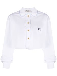 Miu Miu chemise crop à logo brodé - Blanc